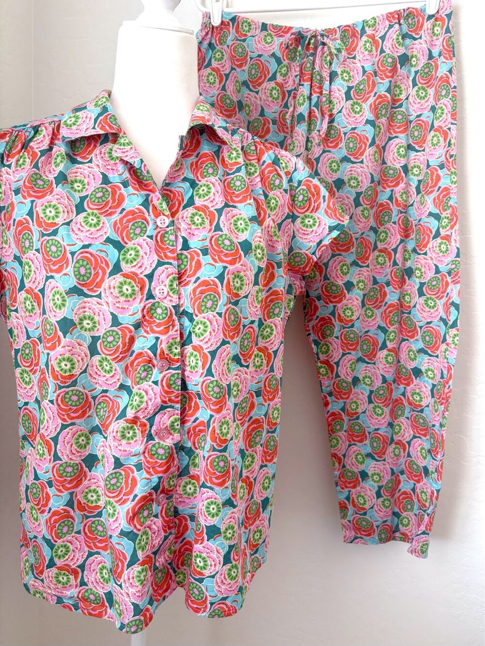 The Cat's Pajamas Multicolor Floral Sleepwear Set Size Medium 100% Cotton